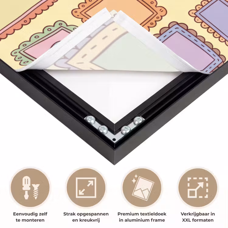 Lijst - Patroon - Hart - Speels - Kleurrijk Textielframe zwart klein -USP_feed_closeupNL