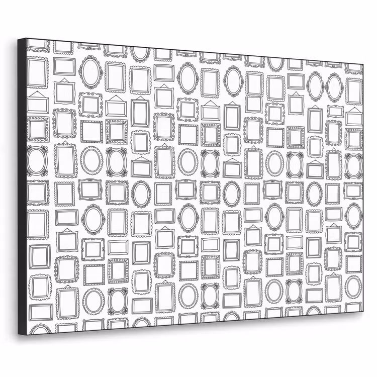 Lijsten - Patroon - Decoratie - Schets - Zwart-wit Textielframe zwart klein -3d