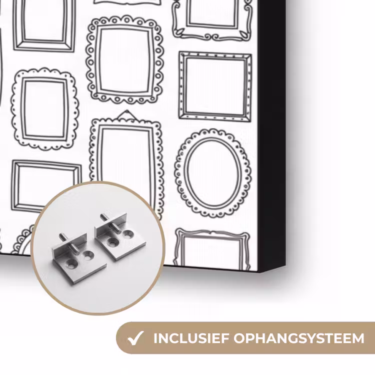 Lijsten - Patroon - Decoratie - Schets - Zwart-wit Textielframe zwart klein -USP_ophangsysteemNL