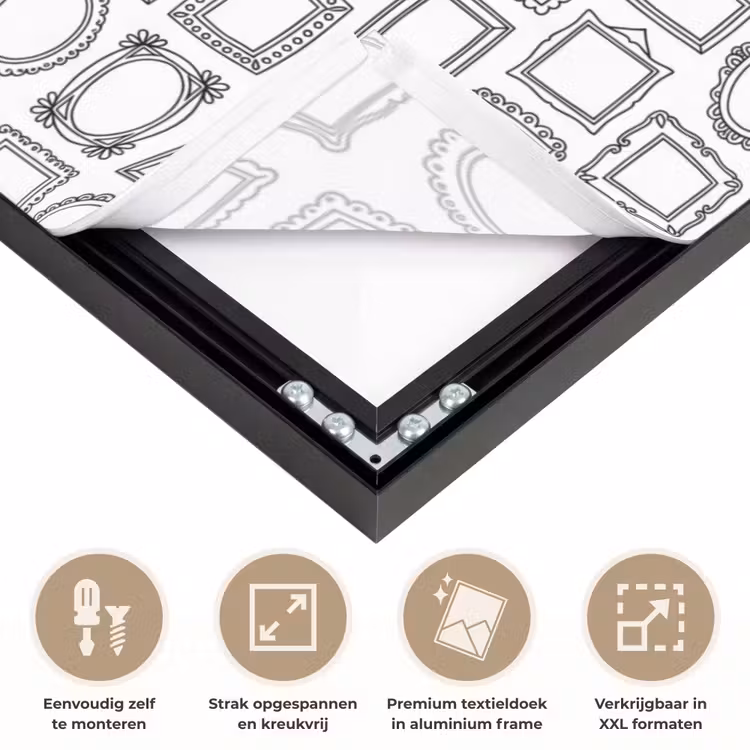 Lijsten - Patroon - Decoratie - Schets - Zwart-wit Textielframe zwart klein -USP_feed_closeupNL