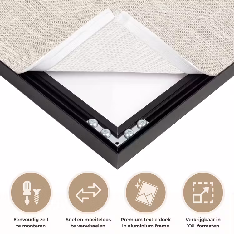 Linnen - Textuur - Beige Textielframe zwart klein 947 -USP_closeupNL
