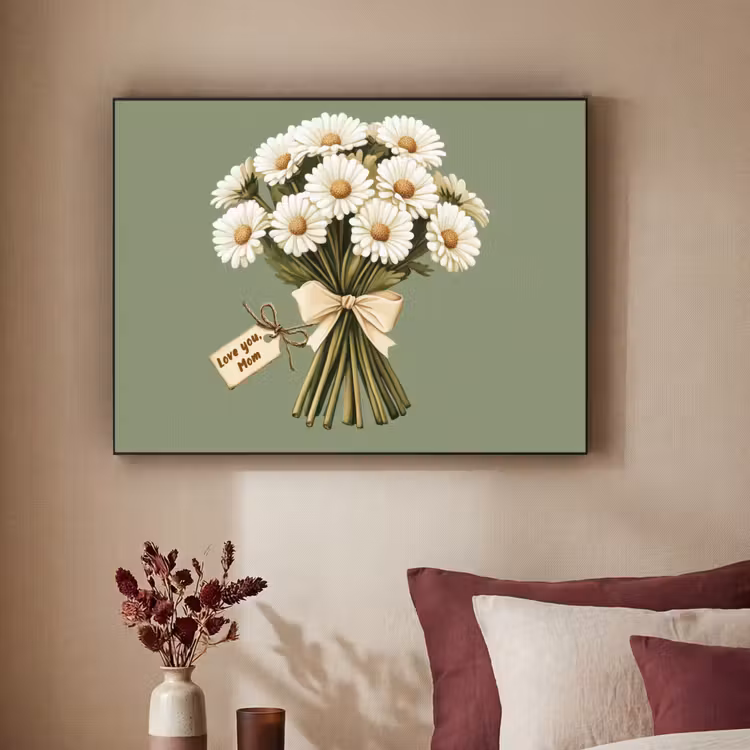 Lint - Boeket - Groen - Quote Textielframe zwart klein -sfeer1