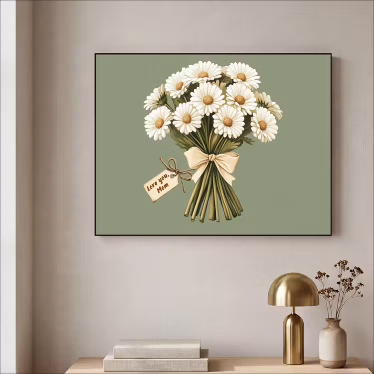 Lint - Boeket - Groen - Quote Textielframe zwart klein -sfeer2