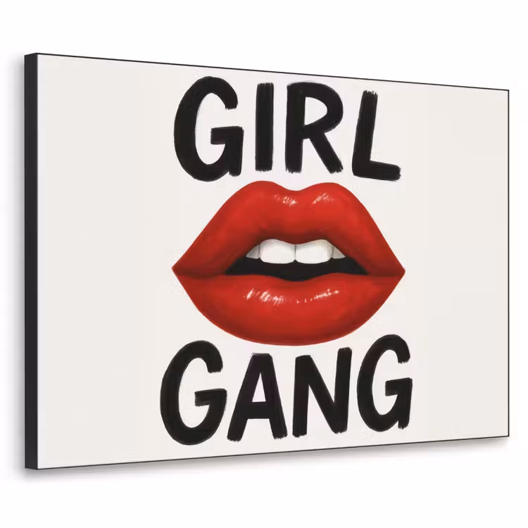 Lip - Girl - Rood - Letters Textielframe - compleet frame klein -3d