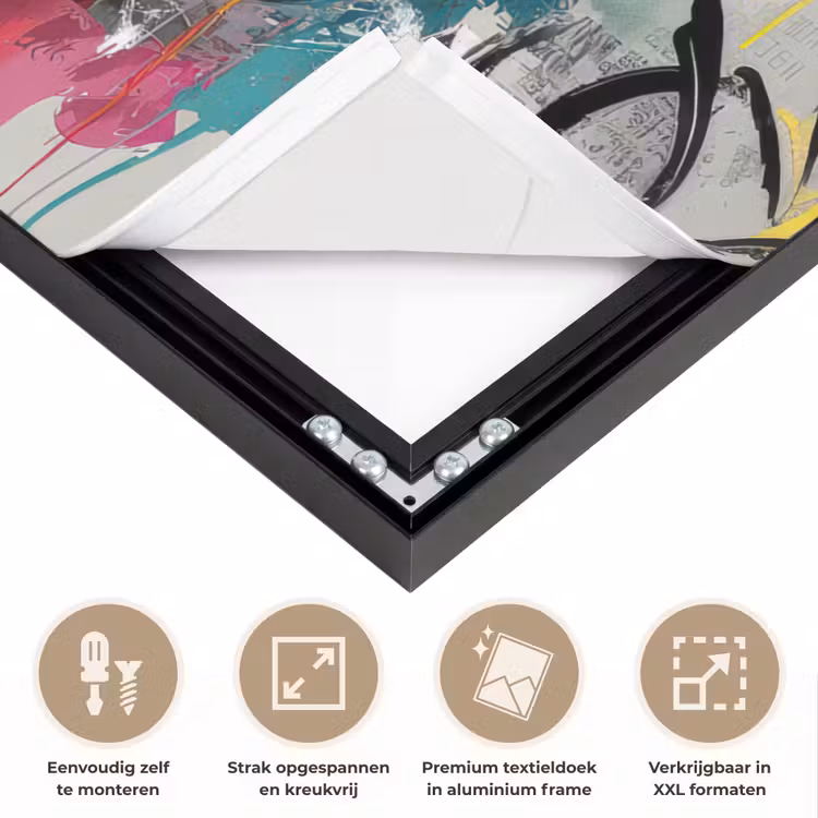 Lippen - Graffiti - Expressief Textielframe zwart klein -USP_feed_closeupNL