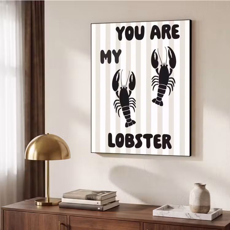 Lobster - Beige - Minimalistisch Textielframe - compleet frame klein -sfeer3