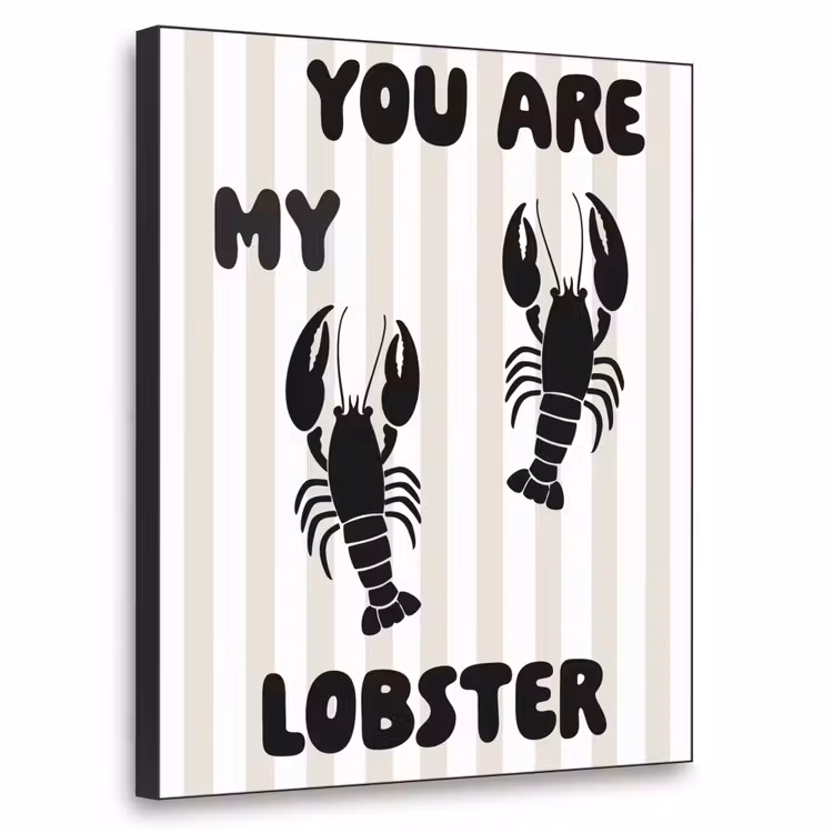 Lobster - Beige - Minimalistisch Textielframe zwart klein -3d