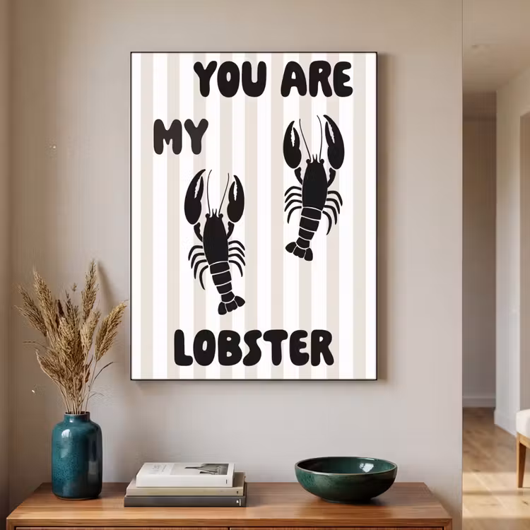 Lobster - Beige - Minimalistisch Textielframe - compleet frame klein -sfeer1
