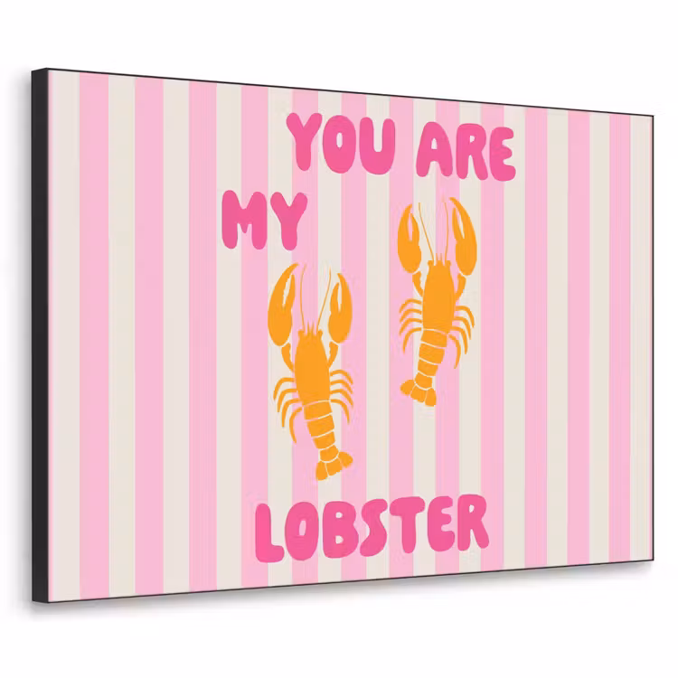Lobster - Love - Valentijn Textielframe zwart klein -3d