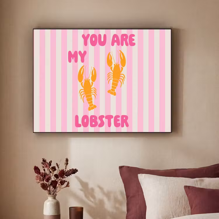 Lobster - Love - Valentijn Textielframe - compleet frame klein -sfeer1
