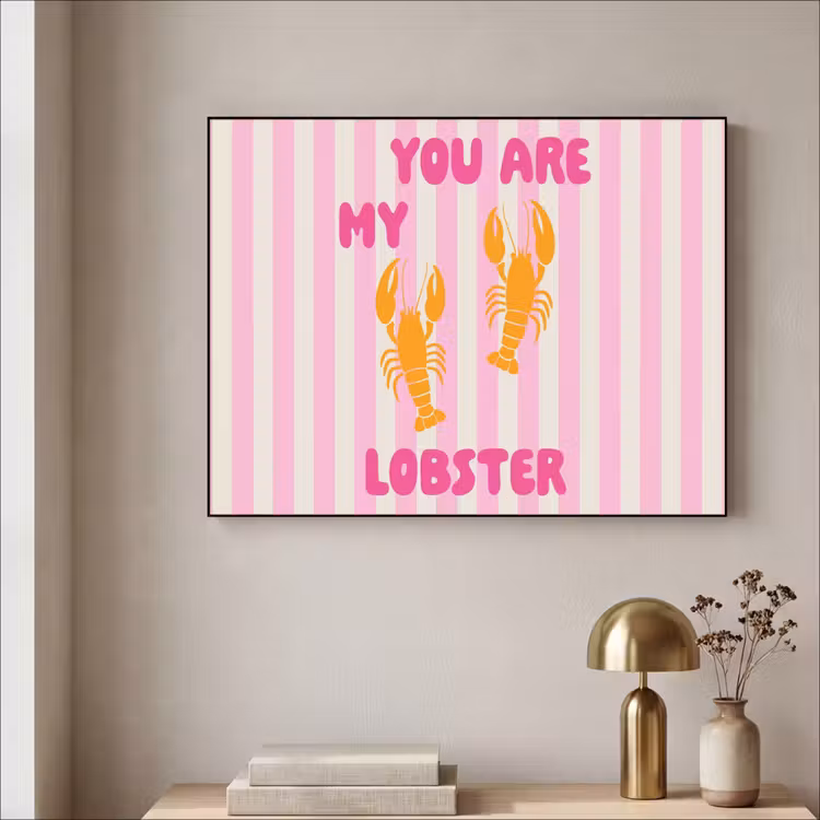 Lobster - Love - Valentijn Textielframe - compleet frame klein -sfeer2