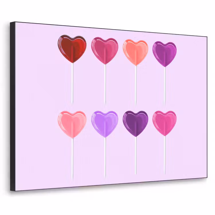 Lolly - Hart - Roze - Snoep Textielframe - compleet frame klein -3d