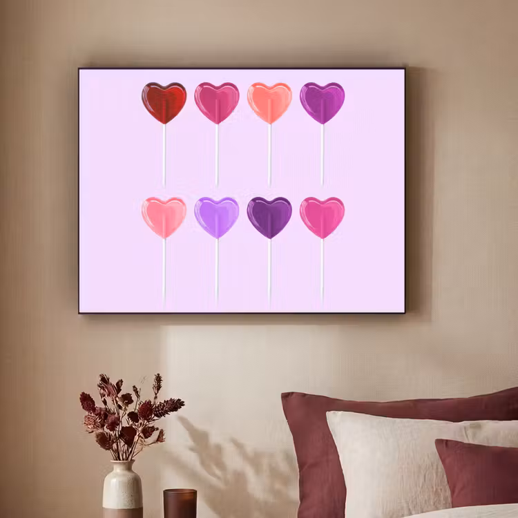 Lolly - Hart - Roze - Snoep Textielframe - compleet frame klein -sfeer1