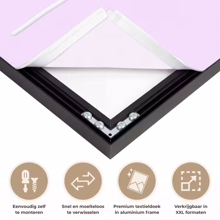 Lolly - Hart - Roze - Snoep Textielframe zwart klein -USP_closeupNL