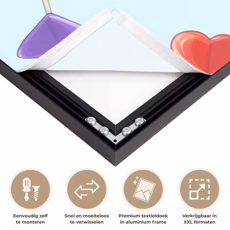 Lolly - Regenboog - Snoep Textielframe zwart klein -USP_closeupNL