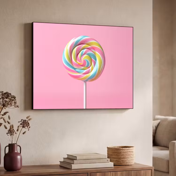 Lolly - Roze - Snoep - Zoet Textielframe zwart klein -sfeer3