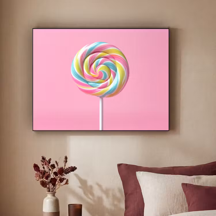 Lolly - Roze - Snoep - Zoet Textielframe zwart klein -sfeer1
