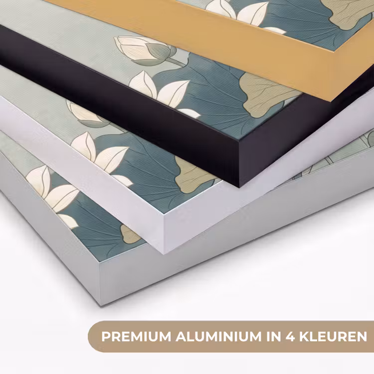 Lotus - Bloemen - Groen Textielframe zwart klein -USP_kleurenNL