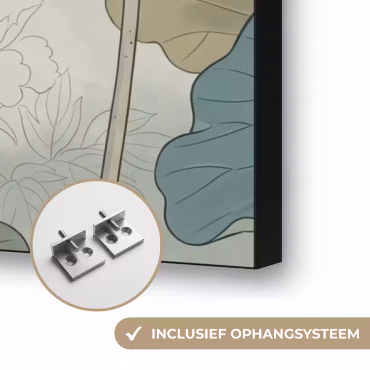 Lotus - Bloemen - Groen Textielframe zwart klein -USP_ophangsysteemNL