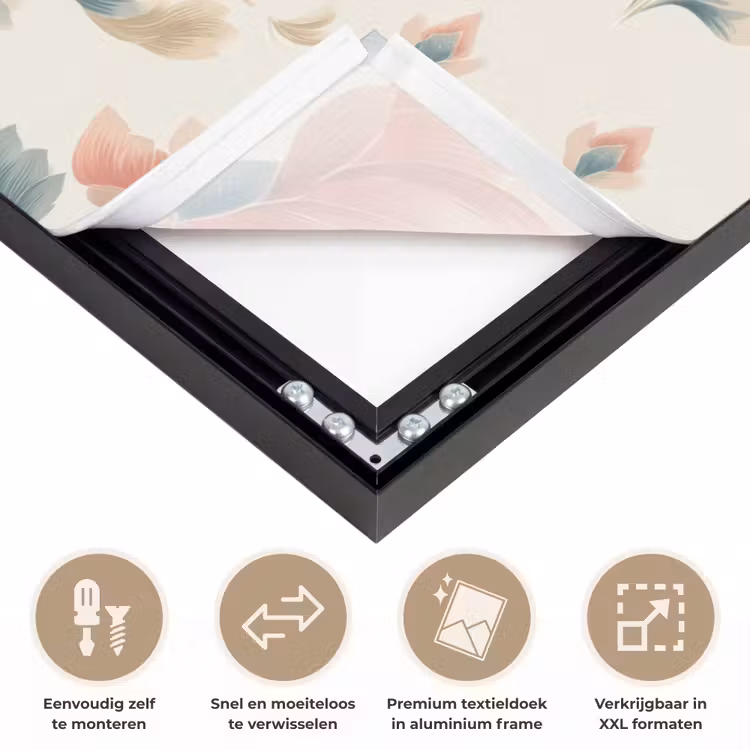 Lotus - Bloemen - Roze Textielframe zwart klein 947 -USP_closeupNL