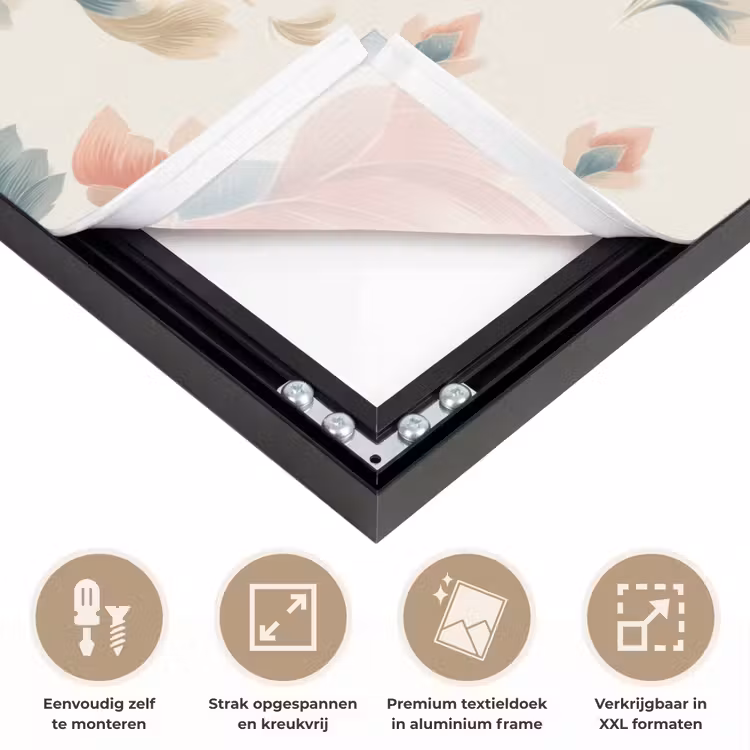 Lotus - Bloemen - Roze Textielframe zwart klein 947 -USP_feed_closeupNL