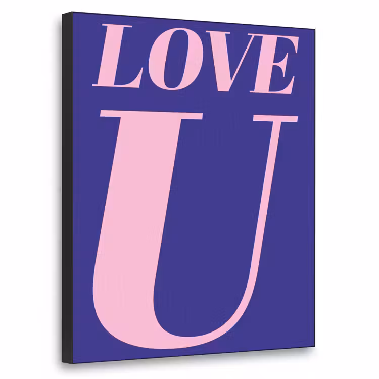 Love - Blauw - Valentijn Textielframe - compleet frame klein -3d