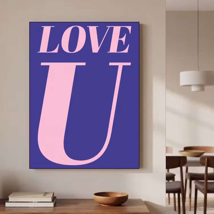 Love - Blauw - Valentijn Textielframe - compleet frame klein -sfeer2