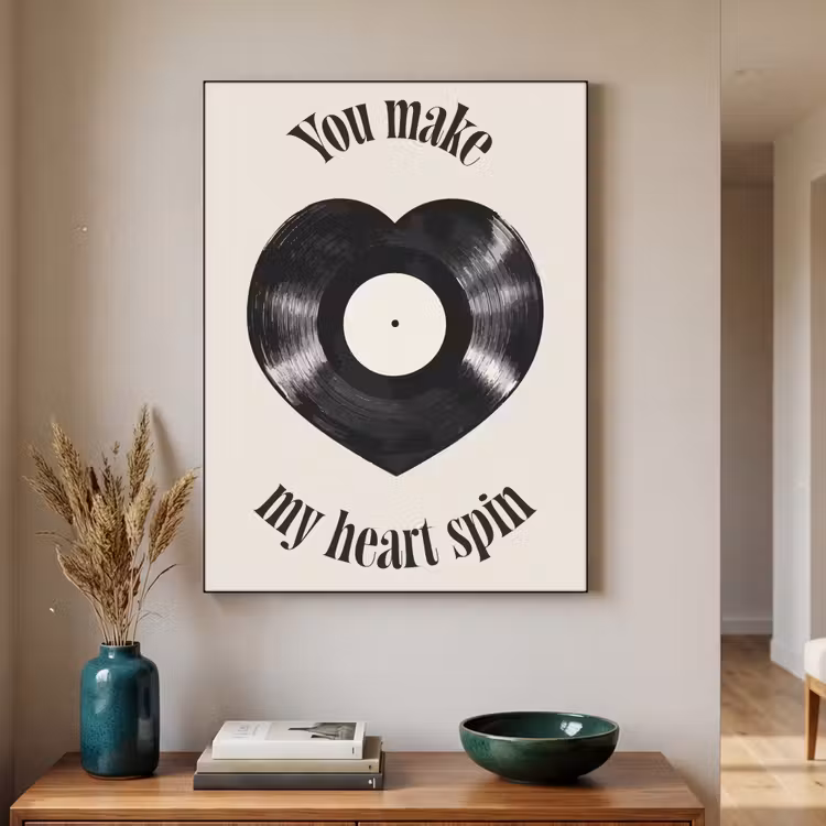 Love - Muziek - Quote Textielframe - compleet frame klein -sfeer1