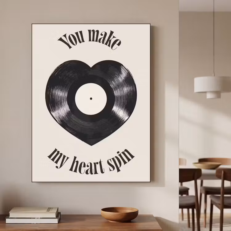 Love - Muziek - Quote Textielframe - compleet frame klein -sfeer2