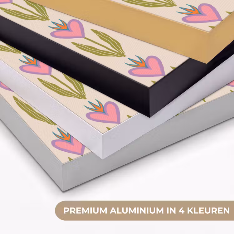Love - Patroon - Bloemen - Hartjes Textielframe zwart klein 947 -USP_kleurenNL