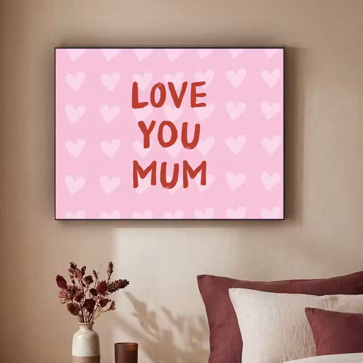 Love - Quote - Moeder - Rood Textielframe zwart klein -sfeer1