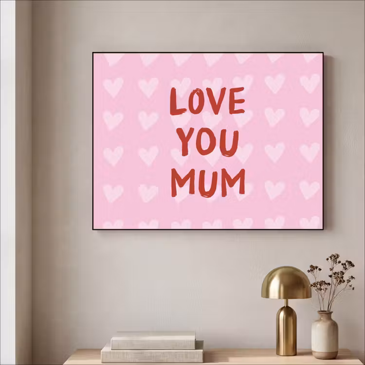 Love - Quote - Moeder - Rood Textielframe zwart klein -sfeer2