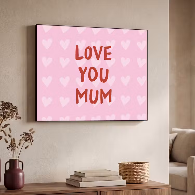 Love - Quote - Moeder - Rood Textielframe zwart klein -sfeer3