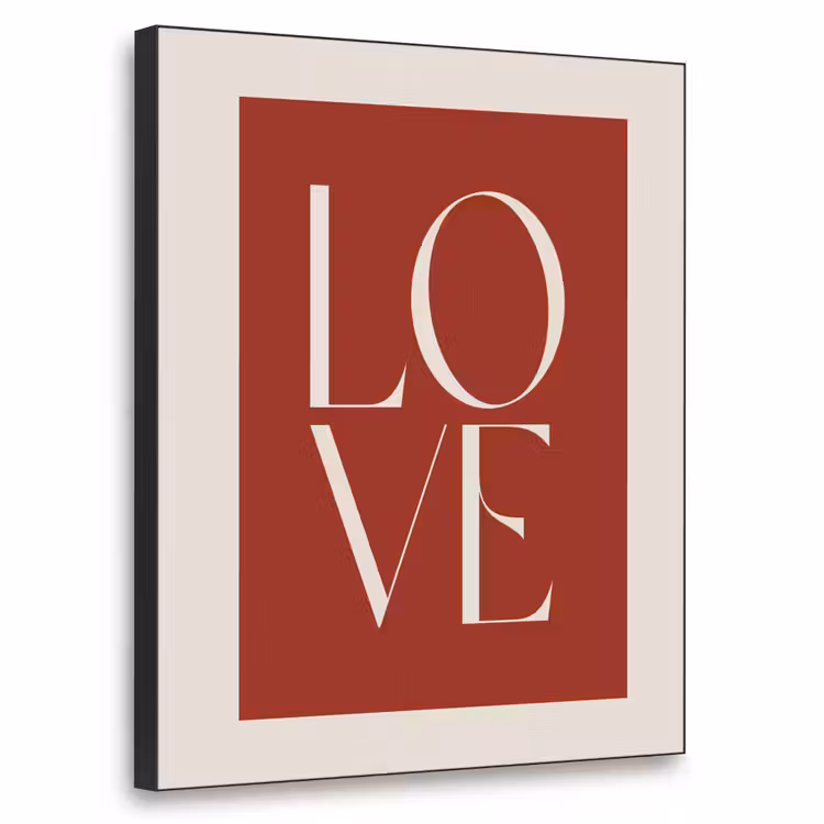 Love - Rood - Minimalistisch Textielframe zwart klein -3d