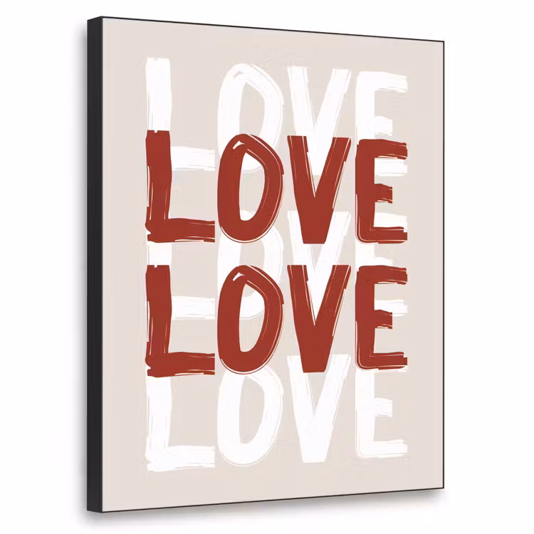 Love - Rood - Tekst Textielframe - compleet frame klein -3d