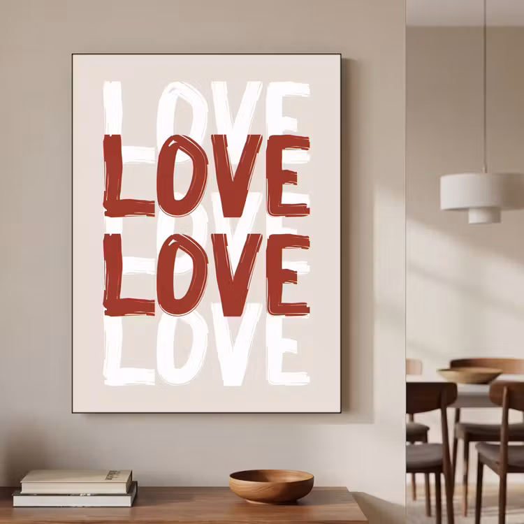 Love - Rood - Tekst Textielframe - compleet frame klein -sfeer2