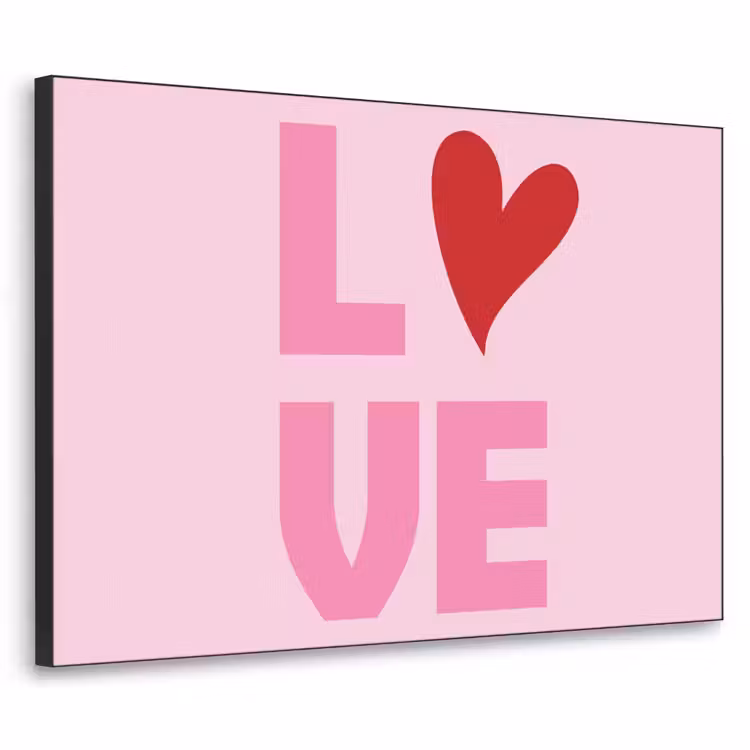 Love - Roze - Hart - Valentijn Textielframe zwart klein -3d