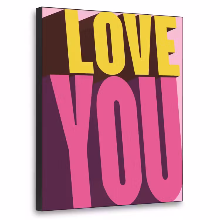 Love - Tekst - Roze - Valentijn Textielframe zwart klein -3d