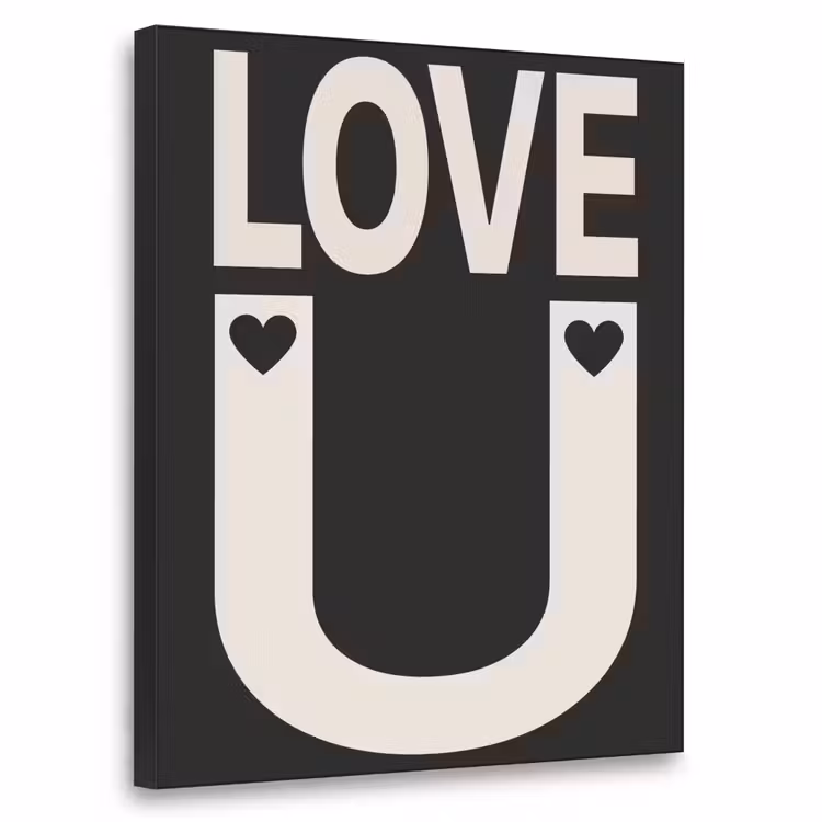 Love - Zwart - Minimalistisch Textielframe zwart klein -3d