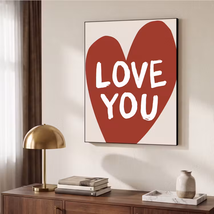 Loveyou - Hart - Rood Textielframe - compleet frame klein -sfeer3
