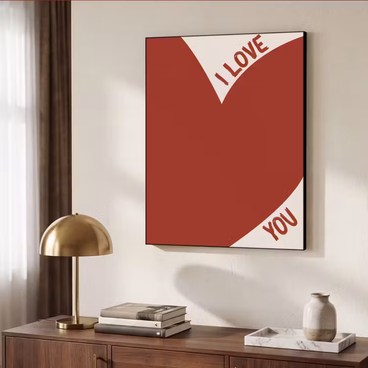 Loveyou - Rood - Hart Textielframe - compleet frame klein -sfeer3