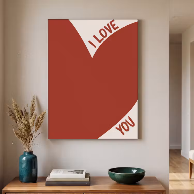 Loveyou - Rood - Hart Textielframe zwart klein -sfeer1