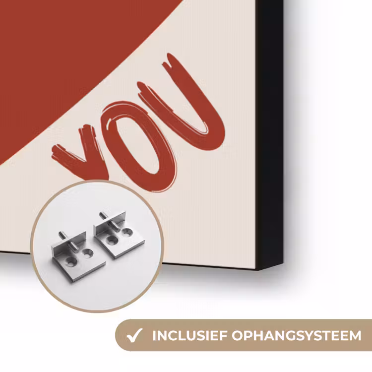 Loveyou - Rood - Hart Textielframe zwart klein -USP_ophangsysteemNL