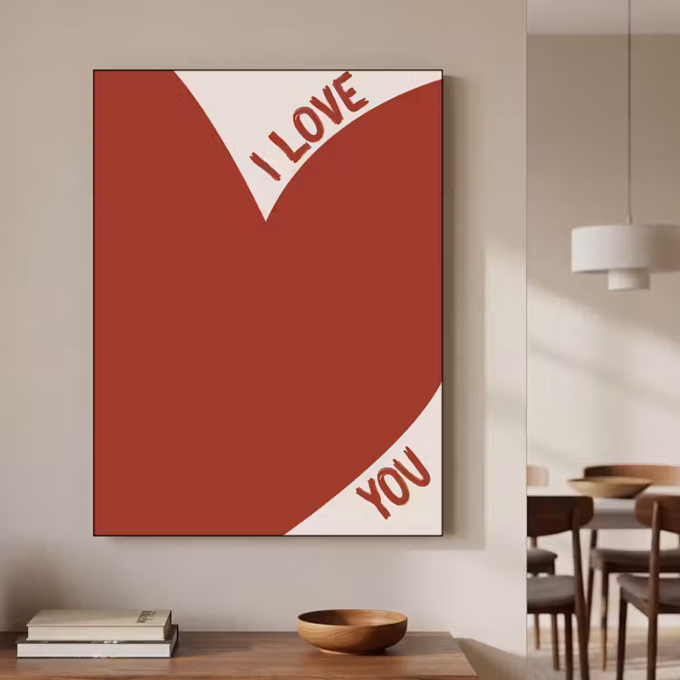 Loveyou - Rood - Hart Textielframe zwart klein -sfeer2
