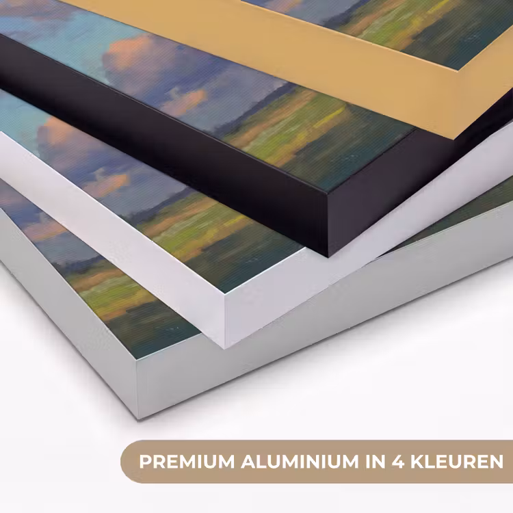 Lucht - Wolken - Landschap - Modern - Oranje Textielframe zwart klein -USP_kleurenNL