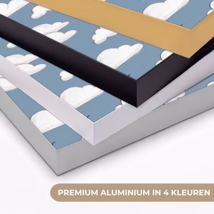 Lucht - Zon - Wolken - Natuur - Blauw Textielframe zwart klein -USP_kleurenNL