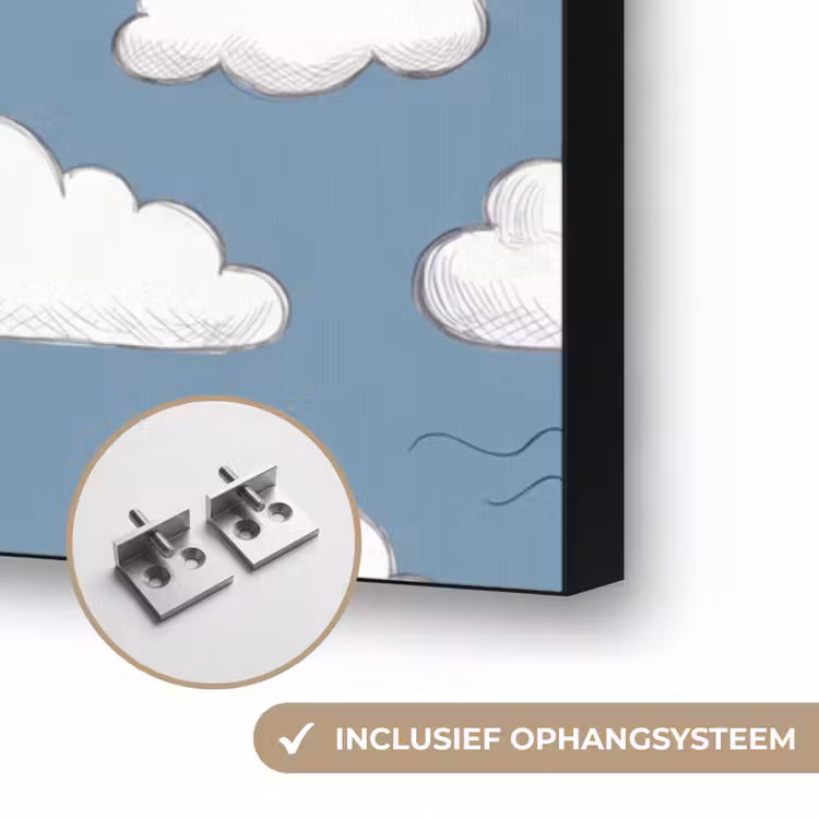 Lucht - Zon - Wolken - Natuur - Blauw Textielframe zwart klein -USP_ophangsysteemNL