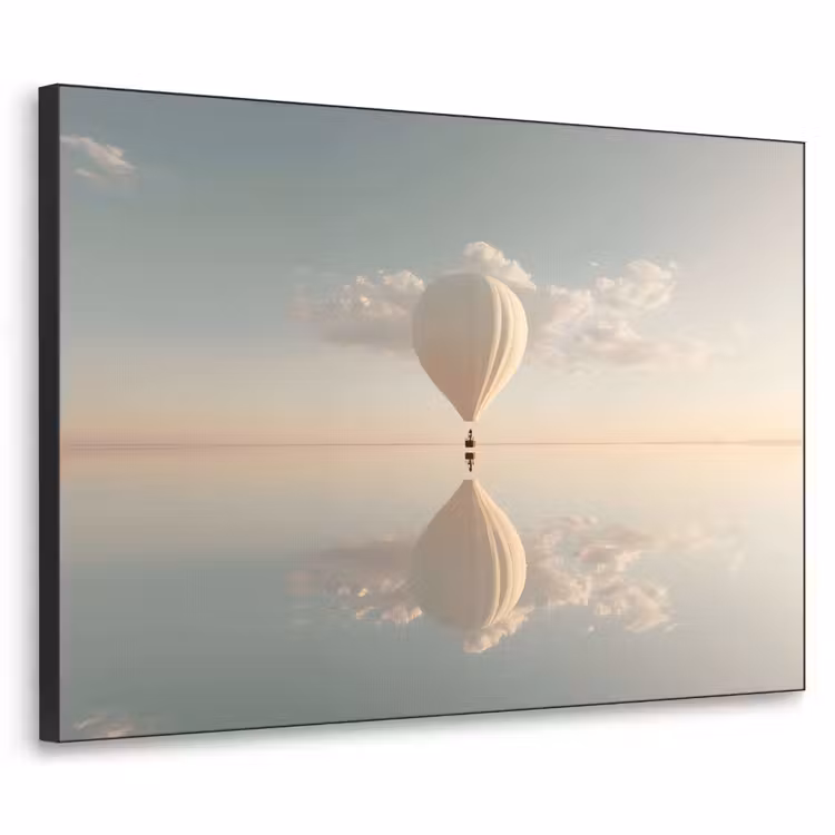 Luchtballon - Wolken - Water - Blauw Textielframe - compleet frame klein -3d