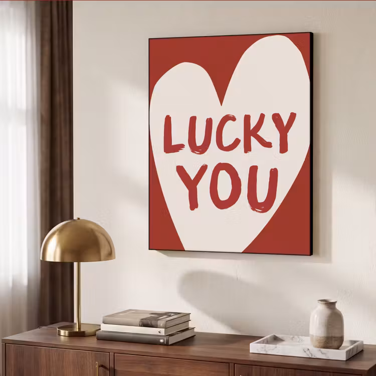 Lucky - Hart - Rood Textielframe - compleet frame klein -sfeer3