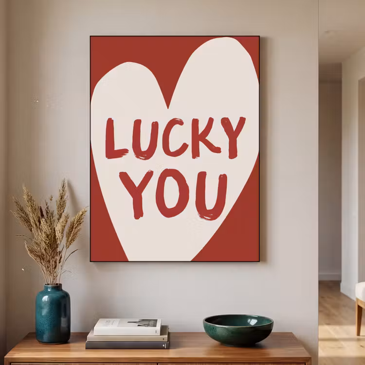 Lucky - Hart - Rood Textielframe - compleet frame klein -sfeer1